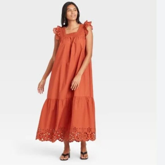 Women's Orange New A New Day Flutter Sleeveless Dress Size Small - Picture 1 of 7